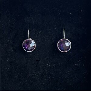 Faceted amethyst silver lever back earrings